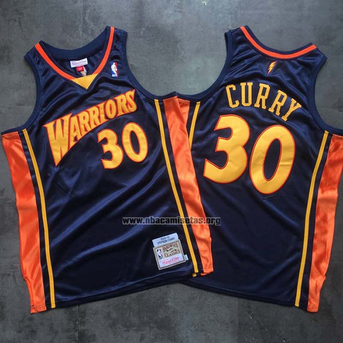Camiseta Golden State Warriors Stephen Curry NO 30 Mitchell & Ness 2009-10 Azul